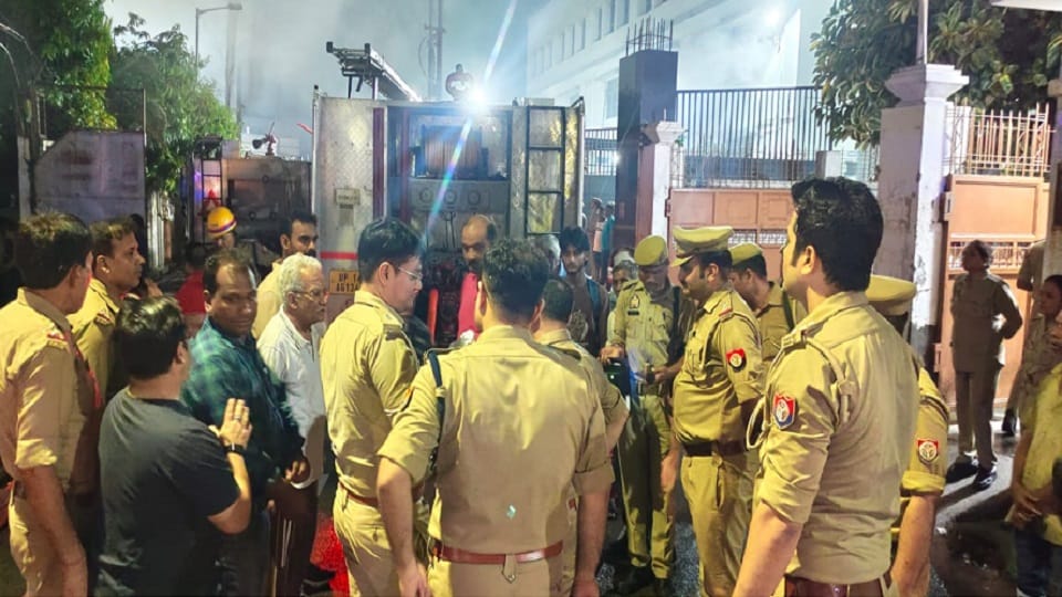 Moradabad: Massive fire breaks out at a brass firm; brought under control in two hours.