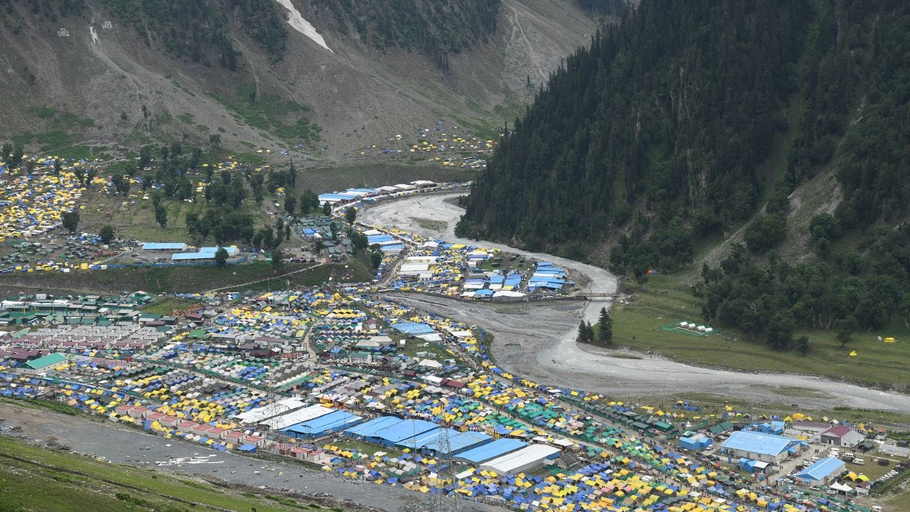 Amarnath pilgrims arrive at the Baltal base camp. The first phase of the annual Amarnath Yatra will begin tomo