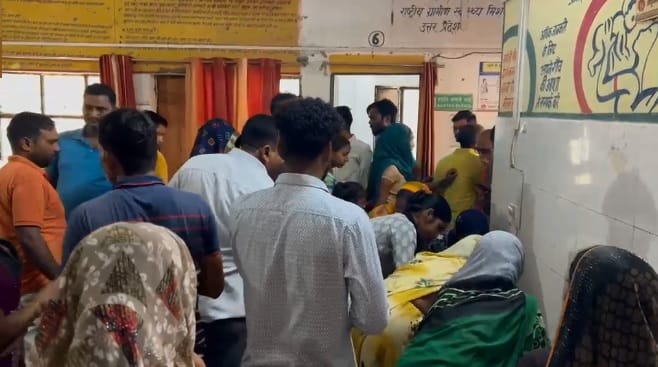 Hardoi Seven people including a father and son suffered burns after being struck by lightning