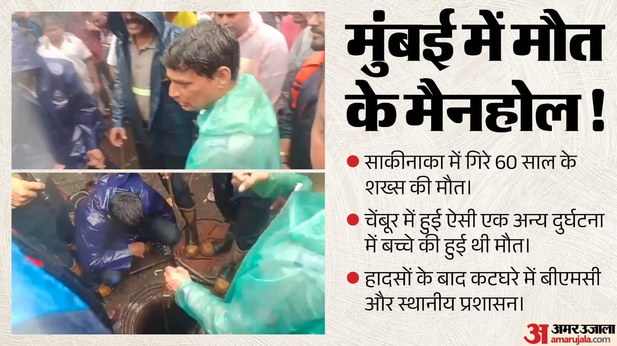 Mumbai Manhole Tragedy man falls in Sakinaka Maharashtra police and fire brigade rescue operation hindi news
