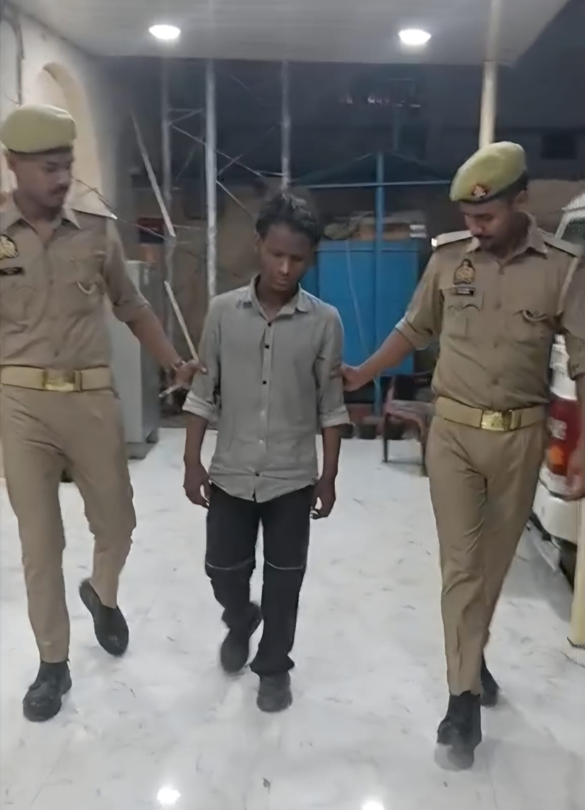 making obscene gestures at women; when the police caught him, he started pleading abjectly