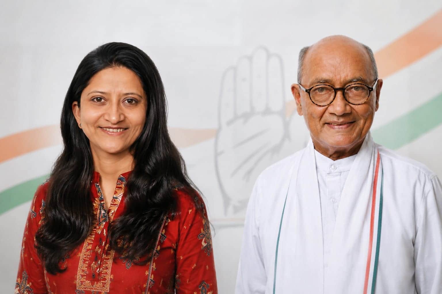 निधि चतुर्वेदी और दिग्विजय सिंह