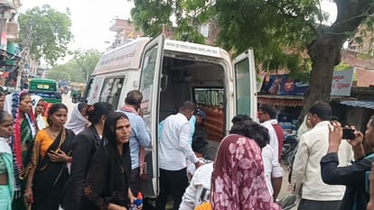 Son accused abduction and misdeed mother other women surround police station grandmother faints