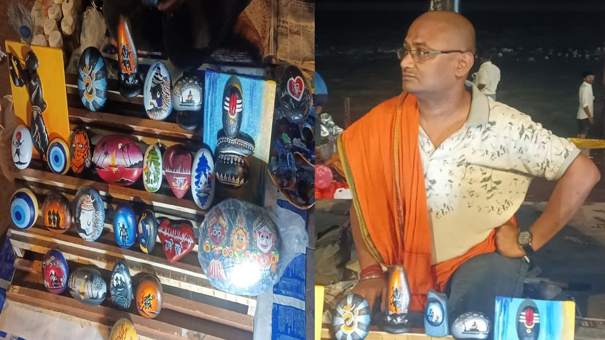 River Stone Art in Rishikesh Kolkata artist Manas transforms Ganga Pebbles into Divine Paintings, Livelihood