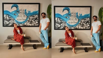Sonakshi Sinha and Zaheer Iqbal Got unique panting In Special Gife which has gayatri mantra and kalma both