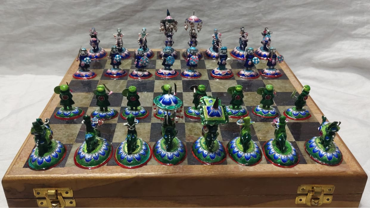 Pink Meenakari Chess set selling at price of an iPhone huge demand from US and Europe in varanasi