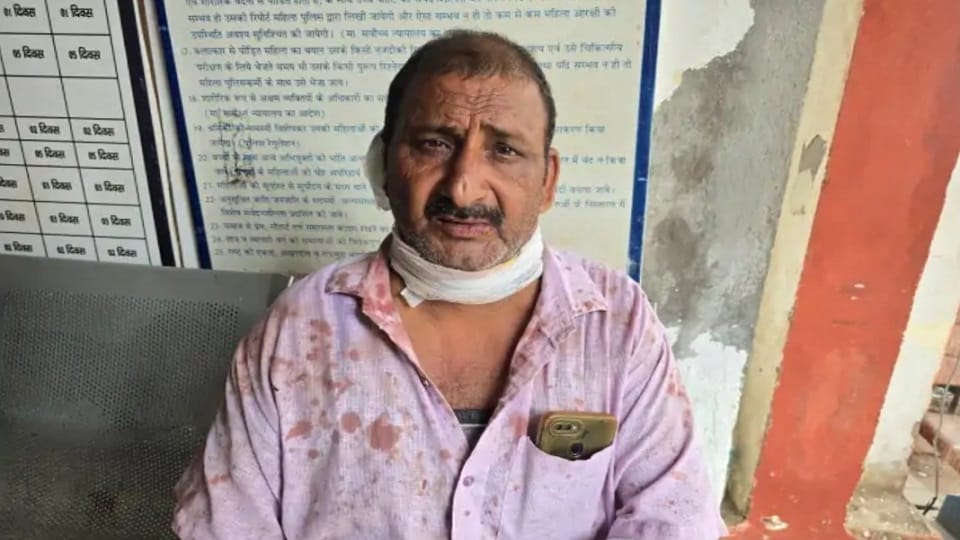 A man dressed as a sadhu attacked a Forest Department contract worker with a knife.