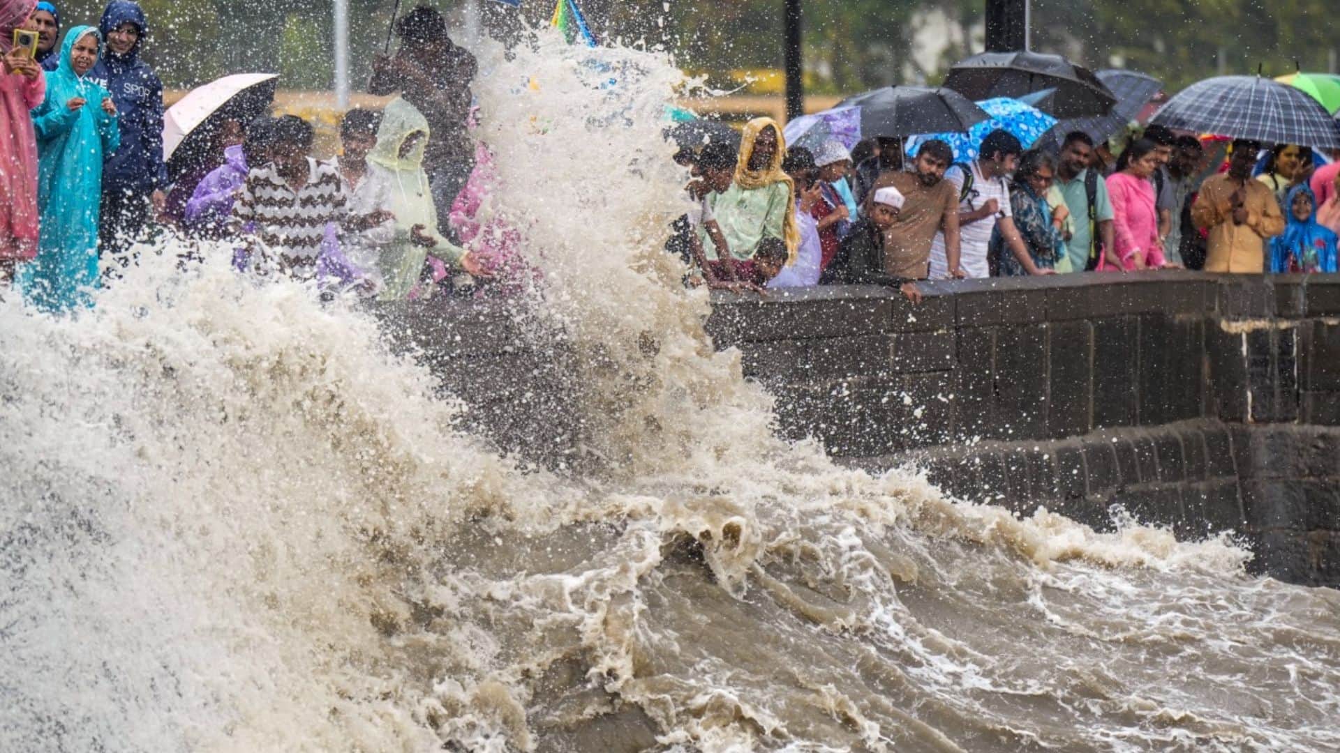 Mumbai weather update Facing Heavy rain IMD Issues Red Alert Strong Winds High Tide