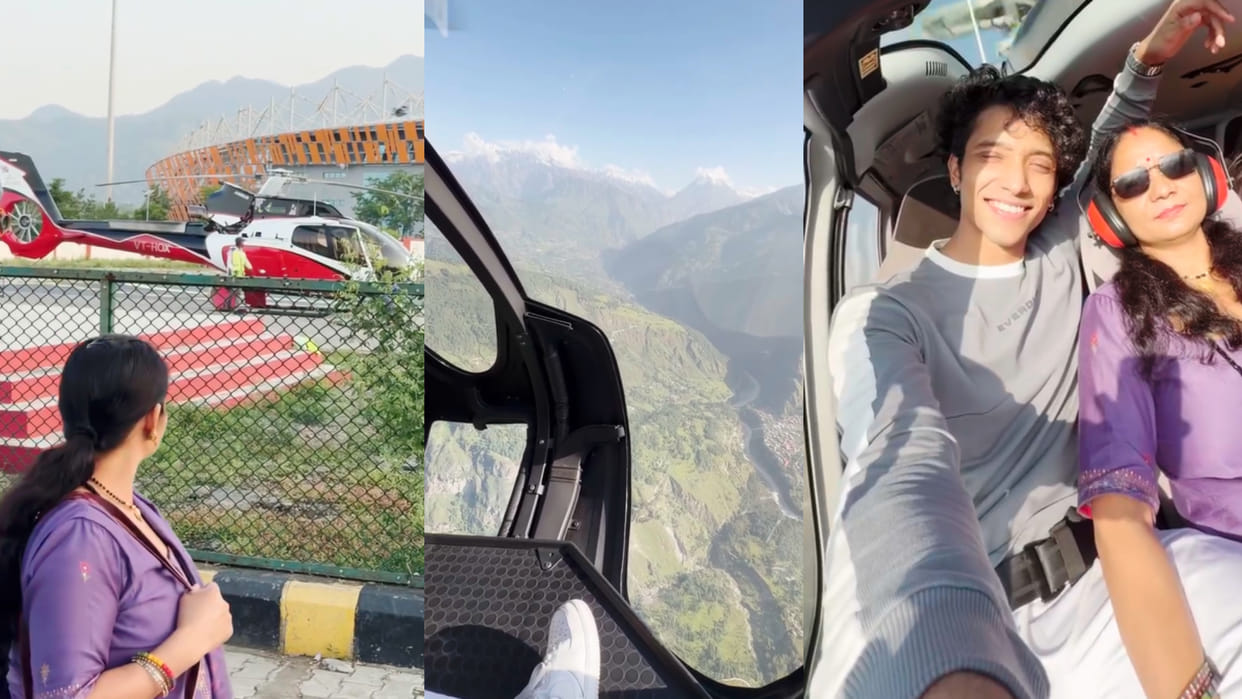 Son fulfilled promise made to his mother years ago and took her helicopter ride for the first time viral video
