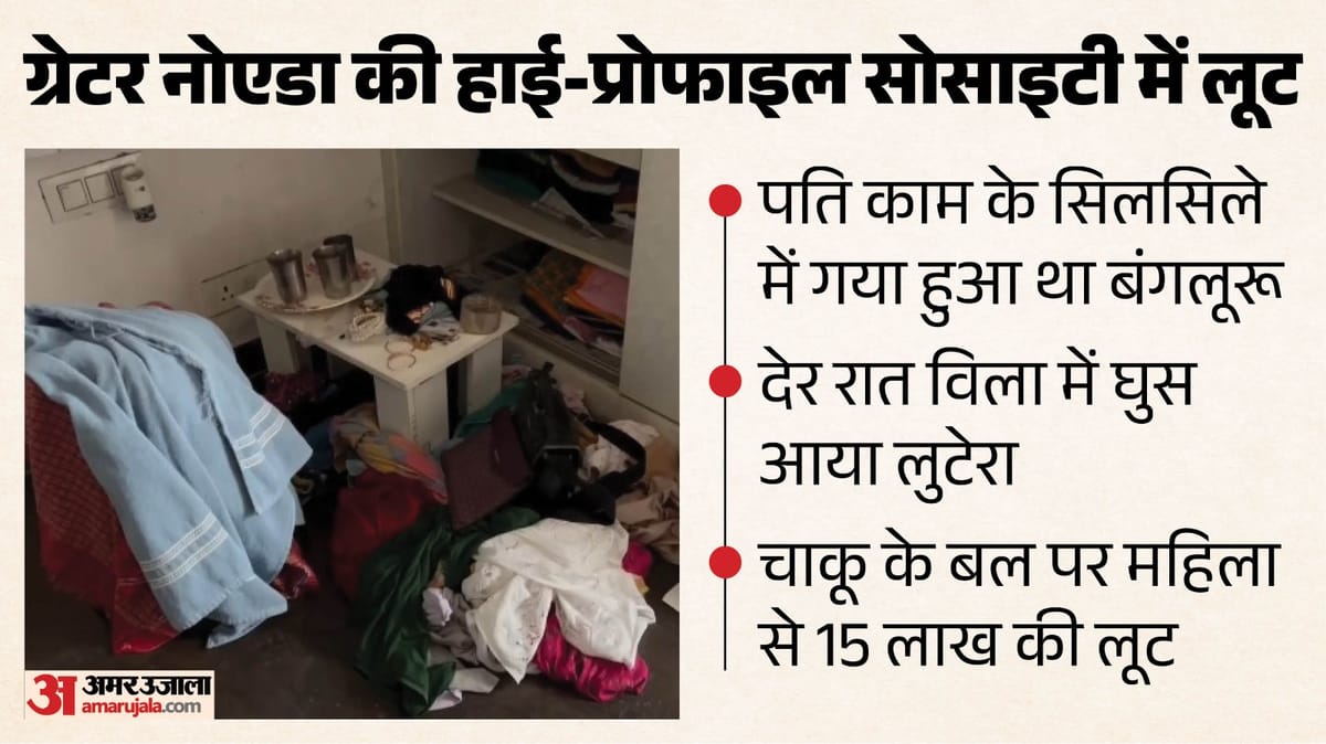 हाई-प्रोफाइल सोसाइटी में लूटपाट: पति गया बंगलूरू, विला में घुस आया लुटेरा, चाकू दिखा महिला से 15 लाख की लूट