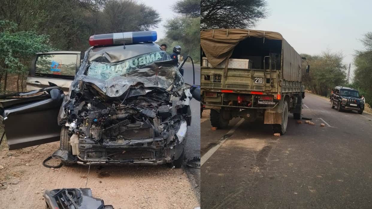 Rajasthan Highway Accident Three Die After Private Ambulance Crashes Into Army Truck in Sri Ganganagar
