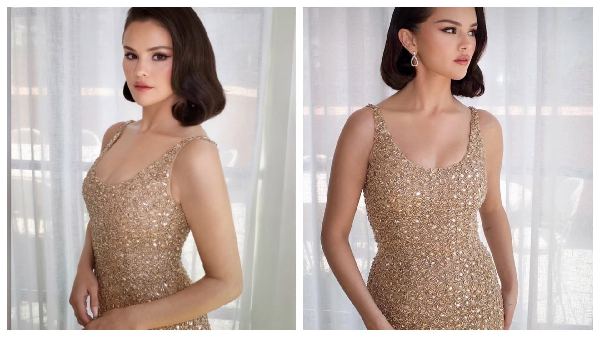 Selena Gomez dazzles in a sequined dress as she attends Taylor Swift and Travis Kelce wedding festivities