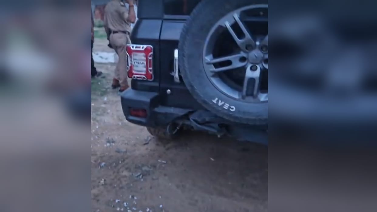 Three brothers in a Thar SUV targeted with bombs and aerial firing in Bamrauli; incident captured on CCTV.