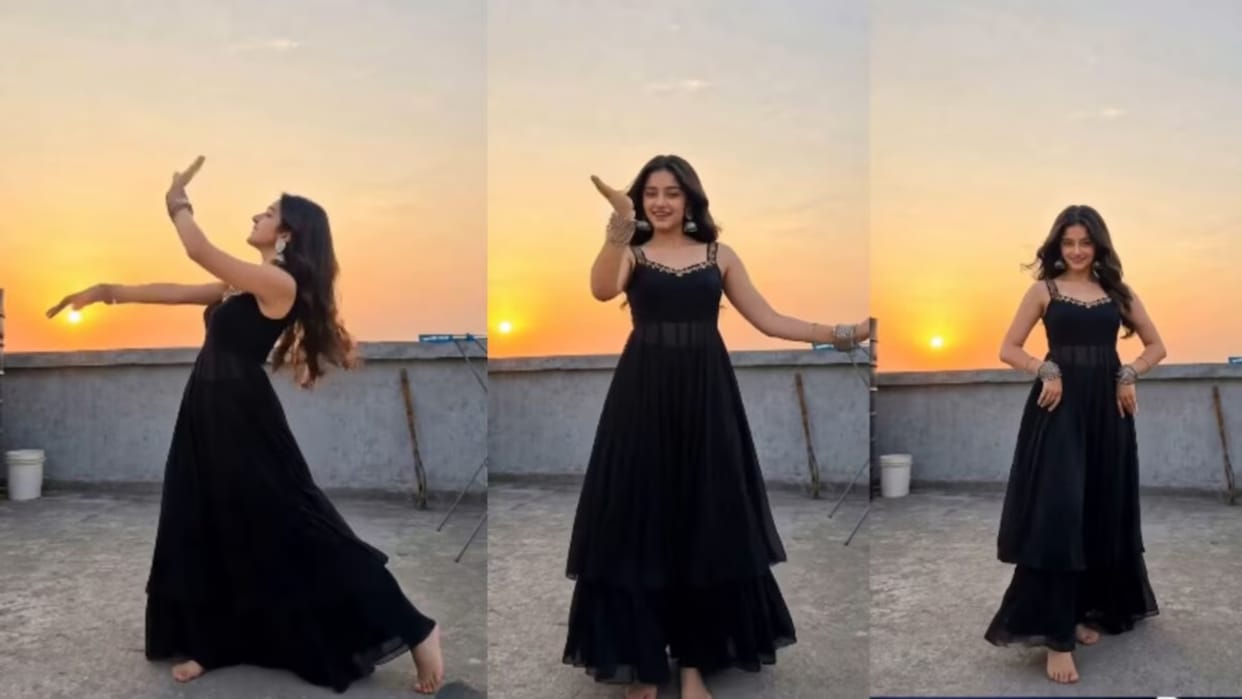 viral girl danced on ishq de fanniyar song in black suit during sunset video goes viral