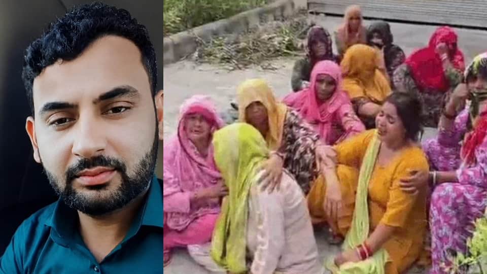 मृतक और विलाप करते परिजन।