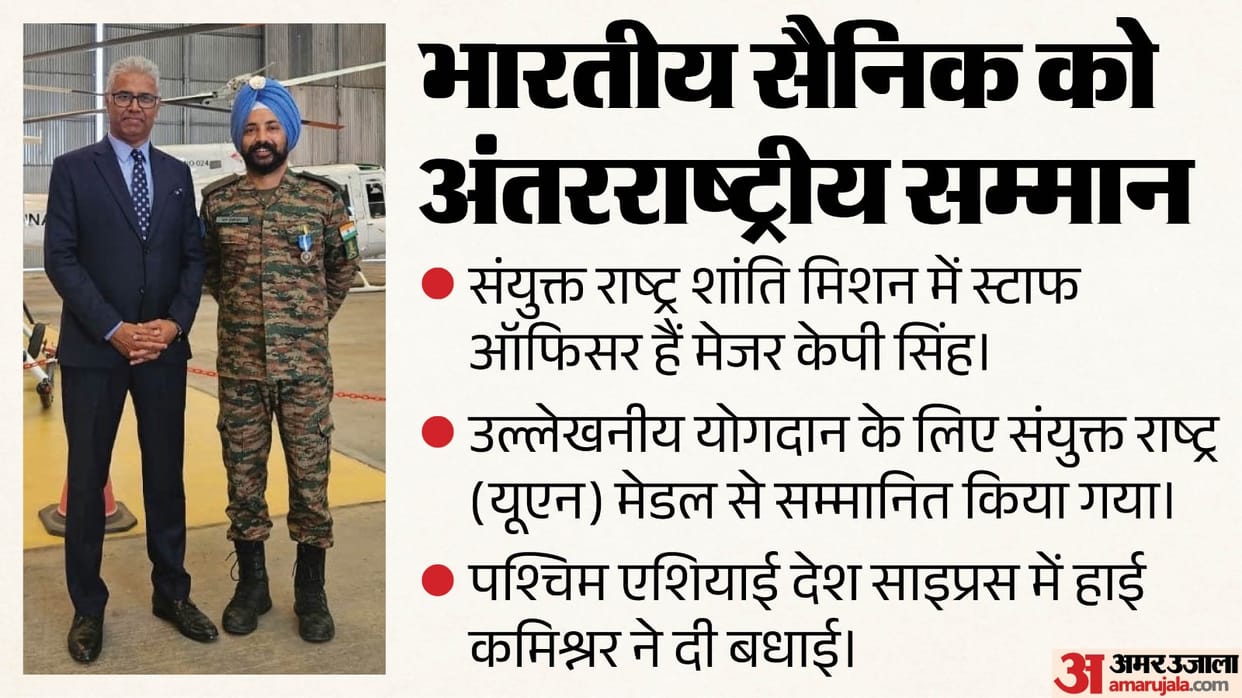 Major KP Singh UN Medal Indian soldier honored in West Asian country High Commissioner in Cyprus greetings