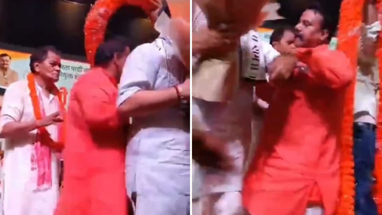 BJP District President shoves Vice President aside justifies action citing need discipline video viral