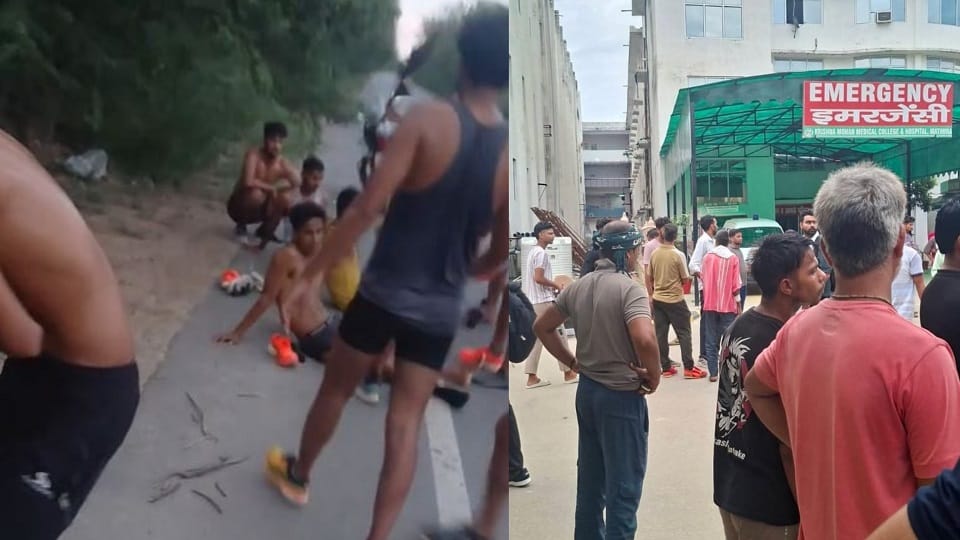 youths running on road were run over by an unknown vehicle In Mathura