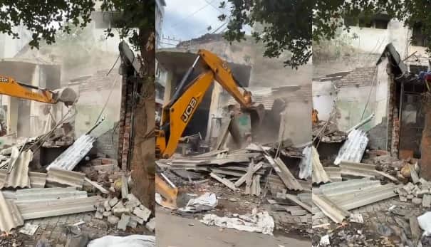 Kanpur a dozen illegal encroachments demolished in Pokharpur clearing the way for development works
