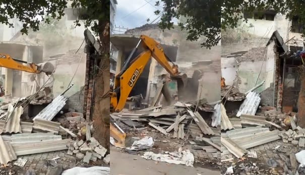 Kanpur a dozen illegal encroachments demolished in Pokharpur clearing the way for development works