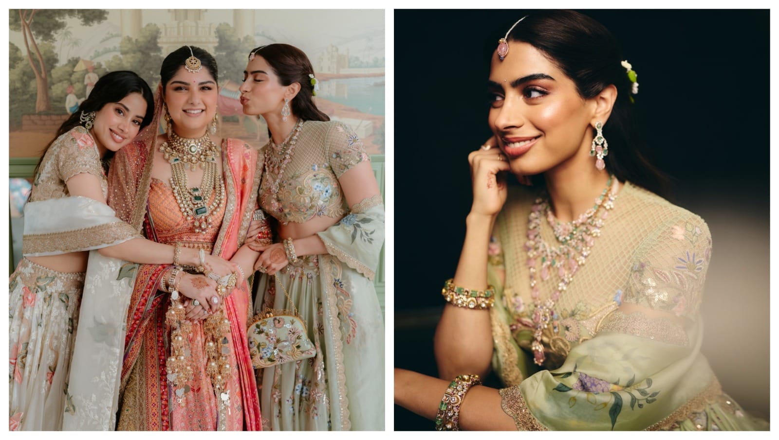 Khushi Kapoor fulfils bridesmaid duties helps sister Anshula during her sindoor moment at wedding see photos