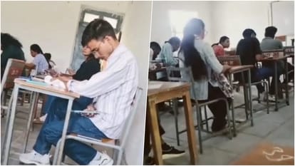 बांगड़ महाविद्यालय में मोबाइल से हो रही नकल