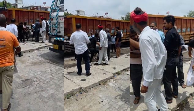 Kanpur Brazen hooliganism by strongmen in public truck driver beaten over a trivial matter