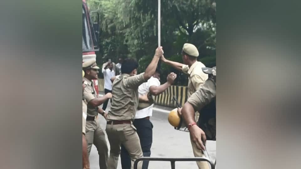 Uproar at the Collectorate: SSP rained down slaps—beating protesters first, then a lawyer