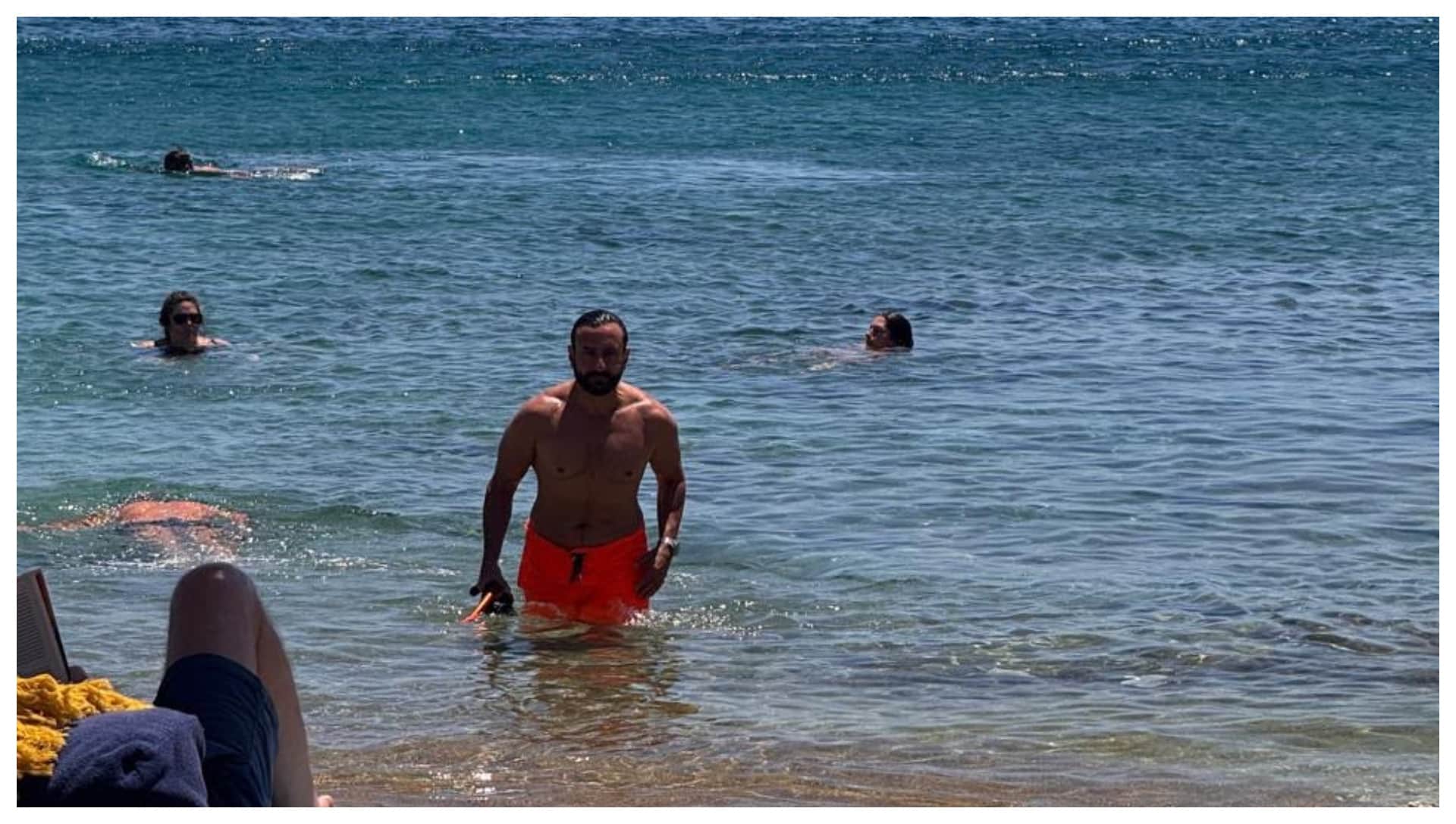 Kareena Kapoor clicks hot husband Saif Ali Khan walking out of the sea in his swimwear