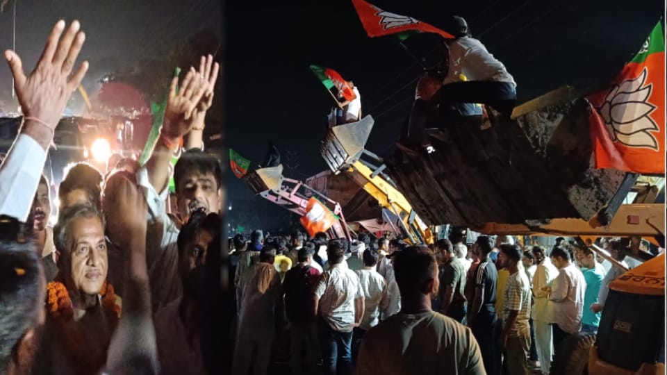 Bulldozer Showered Flowers to Welcome BJP West UP President in Baghpat, Video Goes Viral