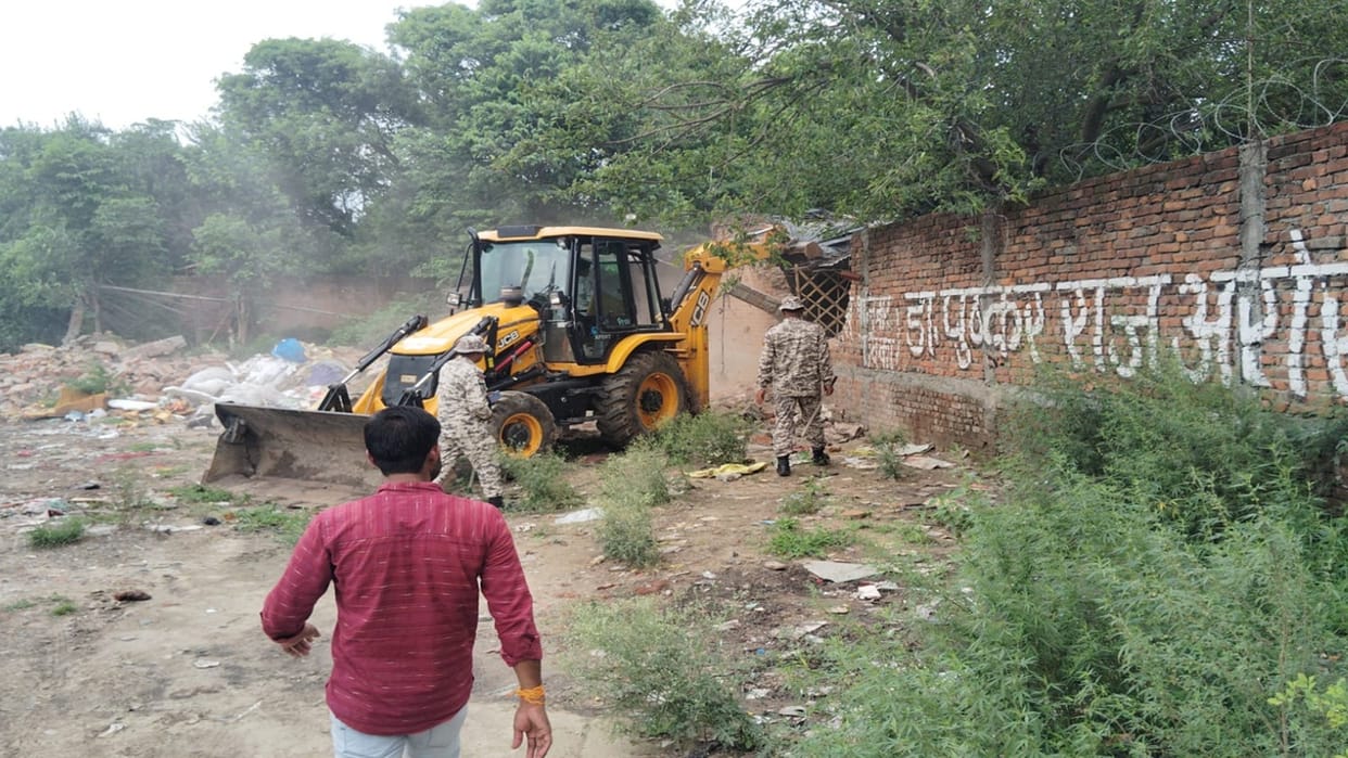 Swimming pool built by encroaching on government land demolished in bareilly