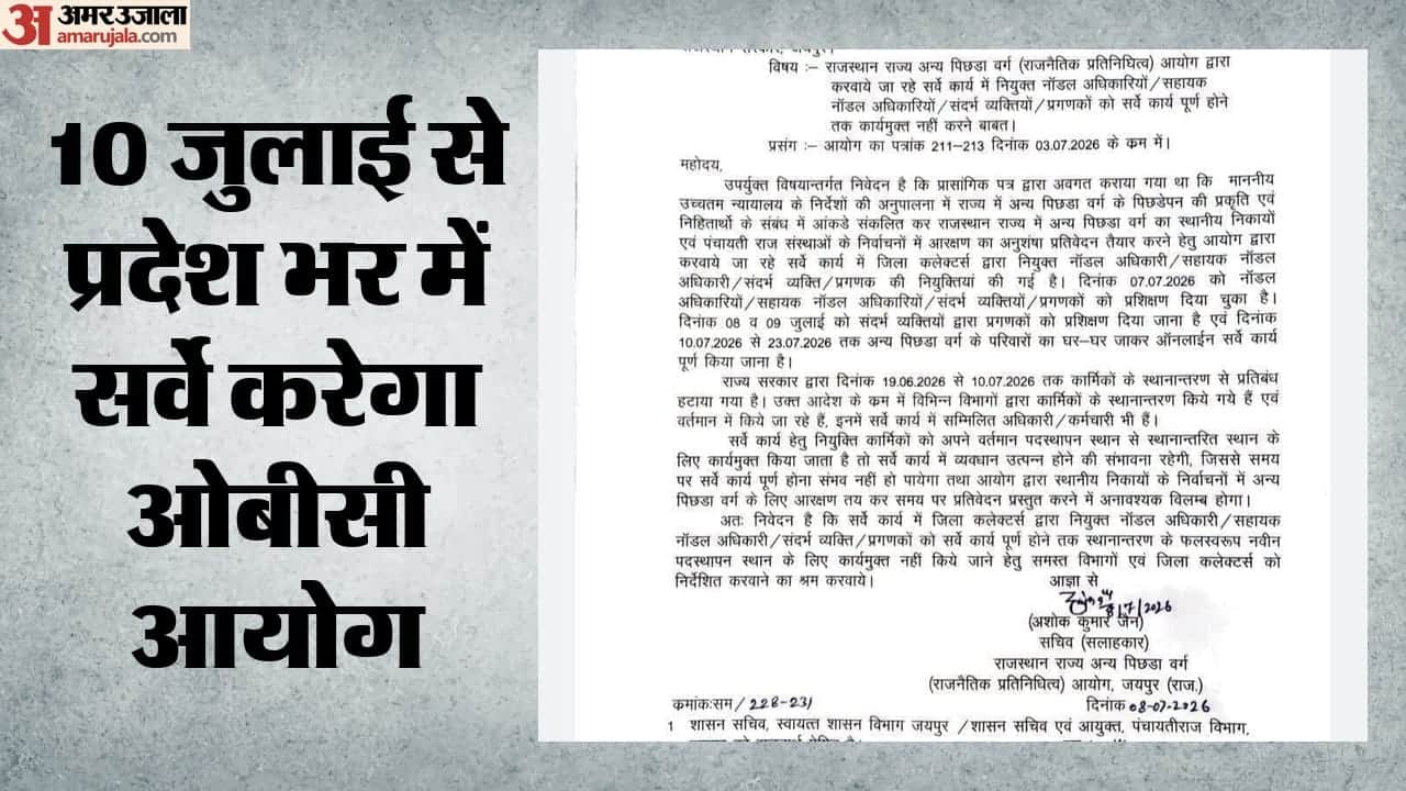 ओबीसी आयोग की सीएस को चिट्ठी