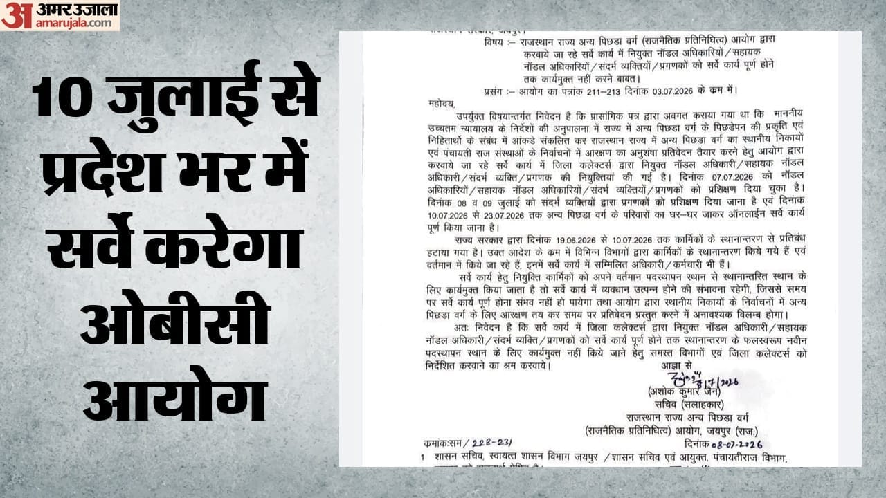 ओबीसी आयोग की सीएस को चिट्ठी