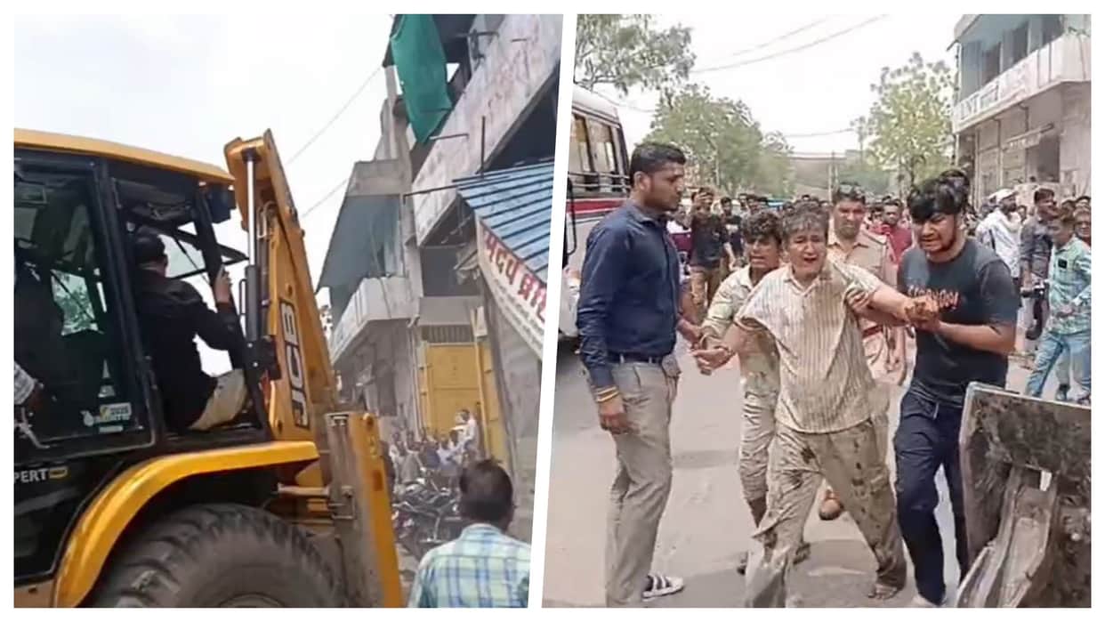 Jodhpur News: Anti-Encroachment Drive Faces Protest, Elderly Man Pours Oil on Himself, Youth Climbs JCB