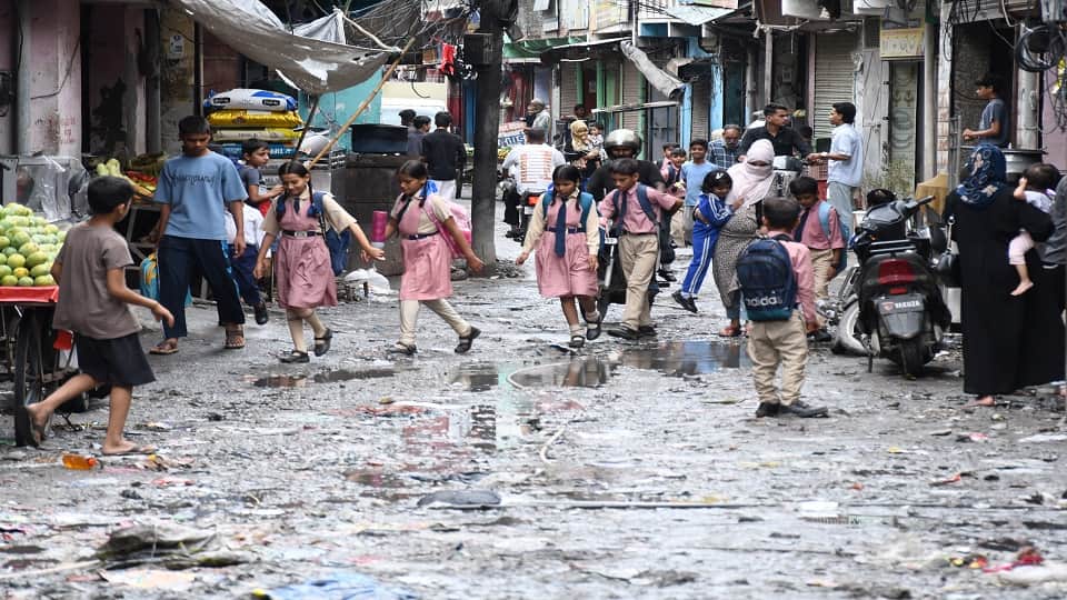 Waterlogging in schools of Bamori and Rajpura
