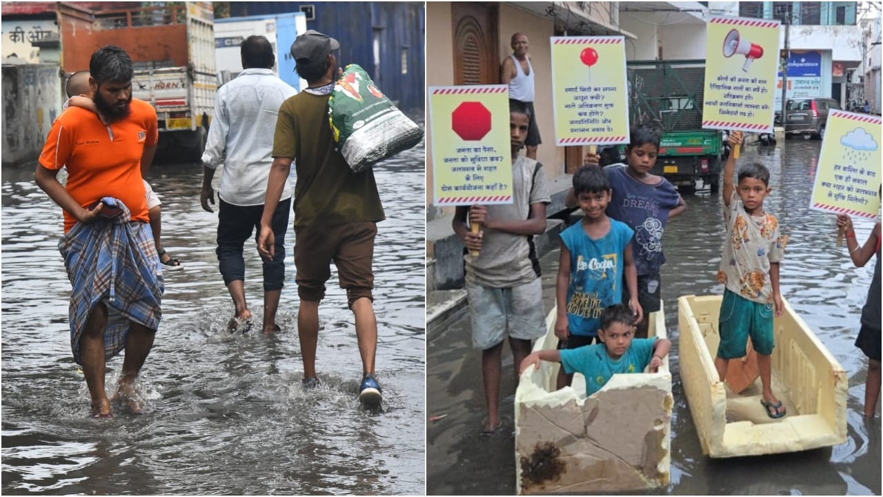 Heavy rain causing waterlogging on Smart City roads in Bareilly