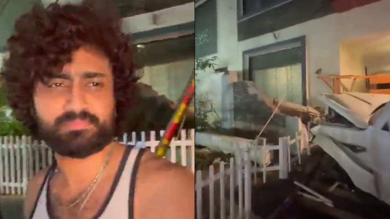 car allegedly driven by drunk youth rammed into the residence of Telugu film actor Dharma