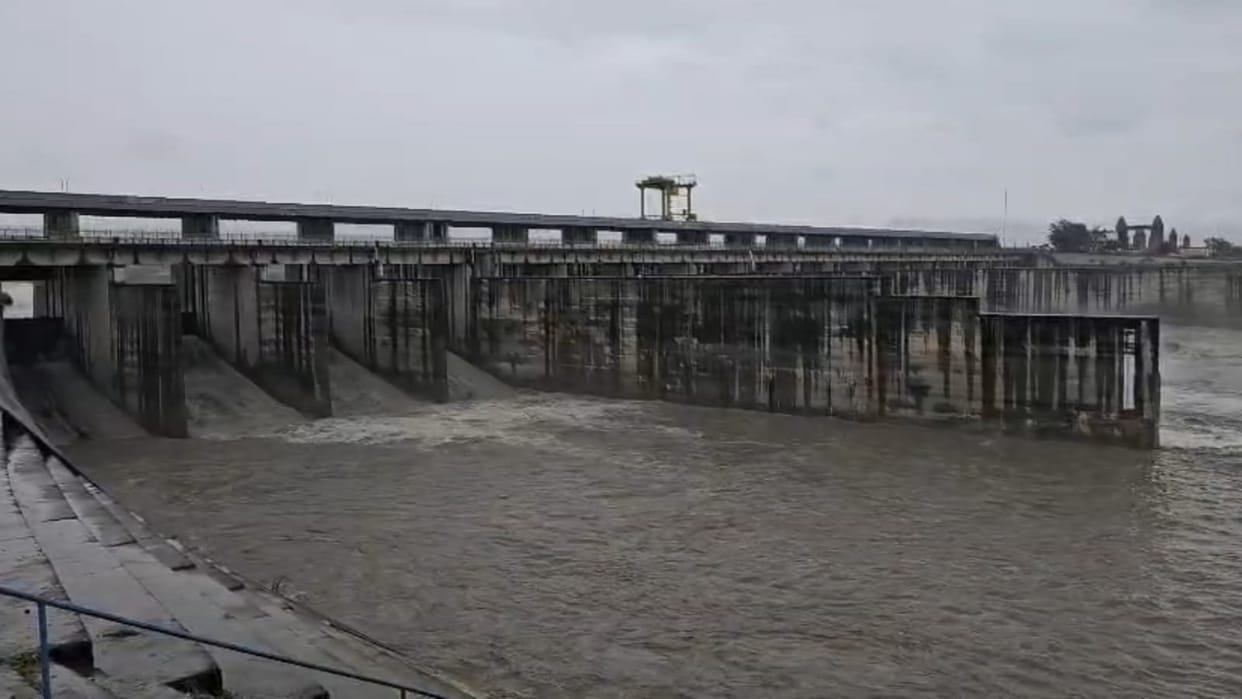 Yamunanagar:पहाड़ों में बारिश से बढ़ा यमुना नदी का जलस्तर, हथिनीकुंड बैराज पर 50,649 क्यूसेक पानी दर्ज - Yamuna River Water Level Rises In Yamunanagar Due To Rainfall In The Hills - Amar