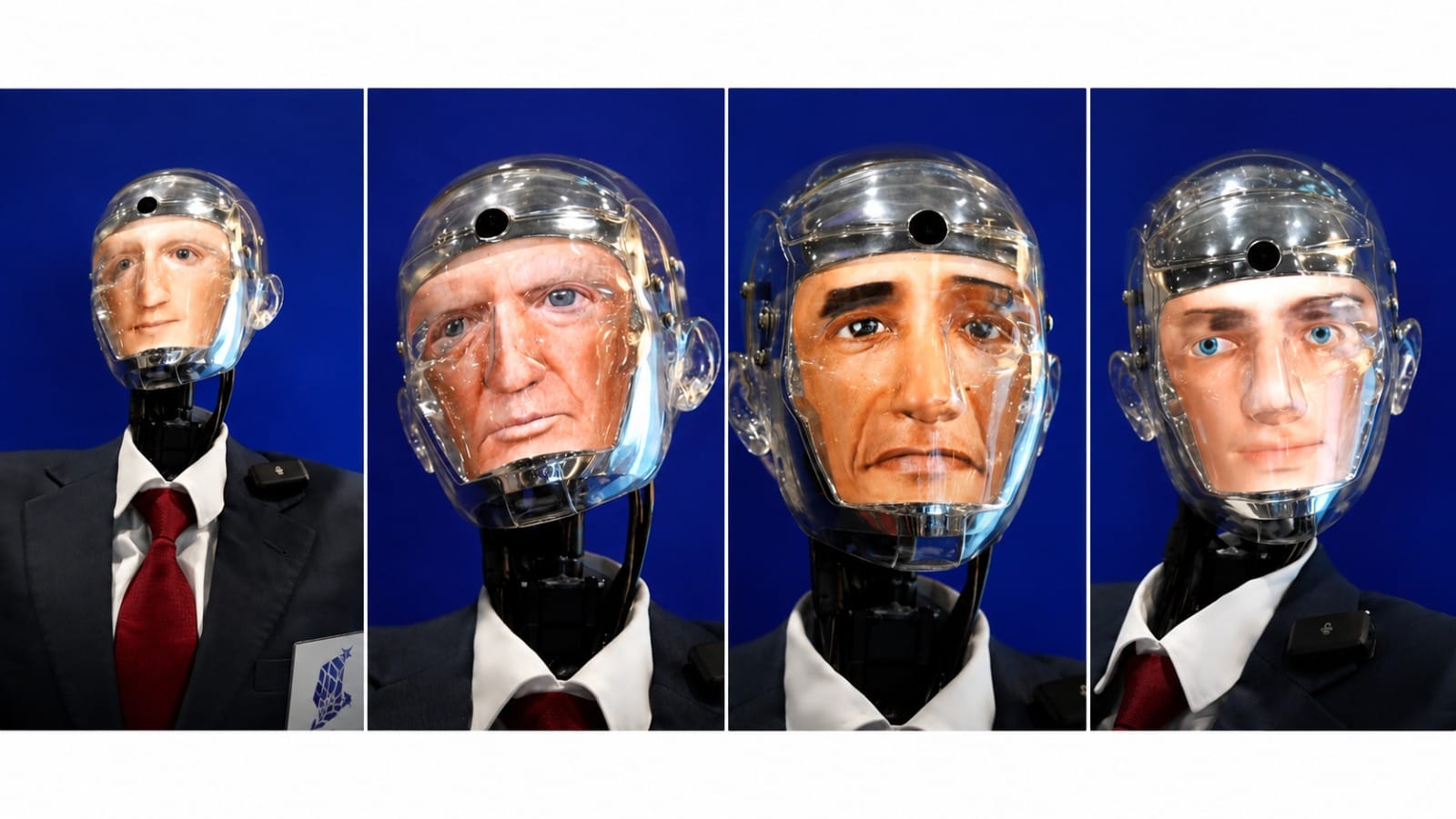 Humanoid Robot Displays Faces Trump, Obama Geneva AI Summit