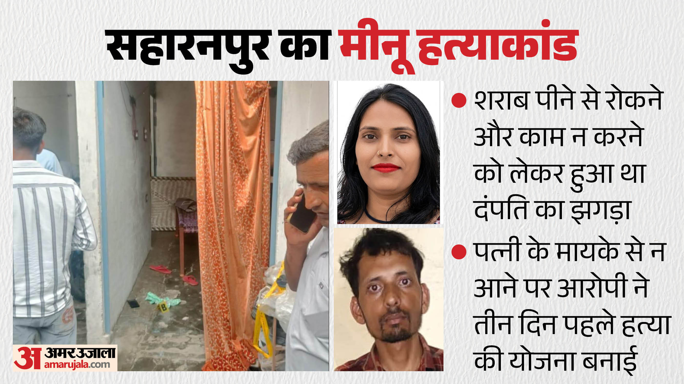 saharanpur murder Meenu distressed by her husband alcohol addiction which is why she left for her parents home