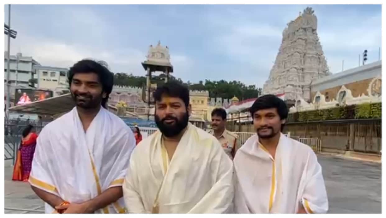 Music director Thaman S actor Atharvaa Murali offer prayers at Tirumala Temple