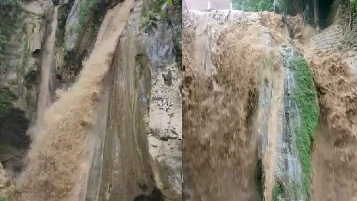 Mussoorie Rains Bhatta falls swell after heavy showers Tourists Left awestruck Uttarakhand weather News Update