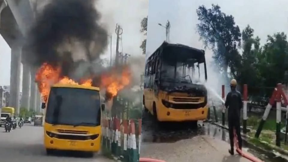 Firefighters brought the fire in the school bus under control