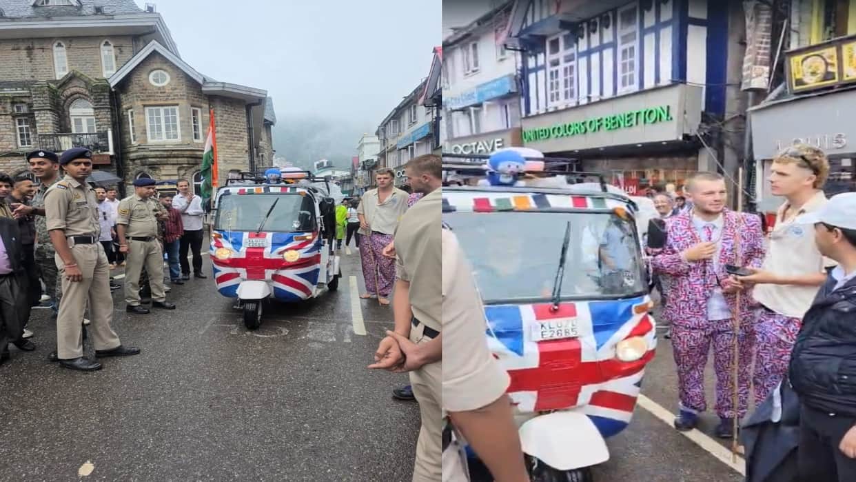 Foreign tourists reached Shimla's restricted Mall Road in an auto-rickshaw bearing the Tricolour