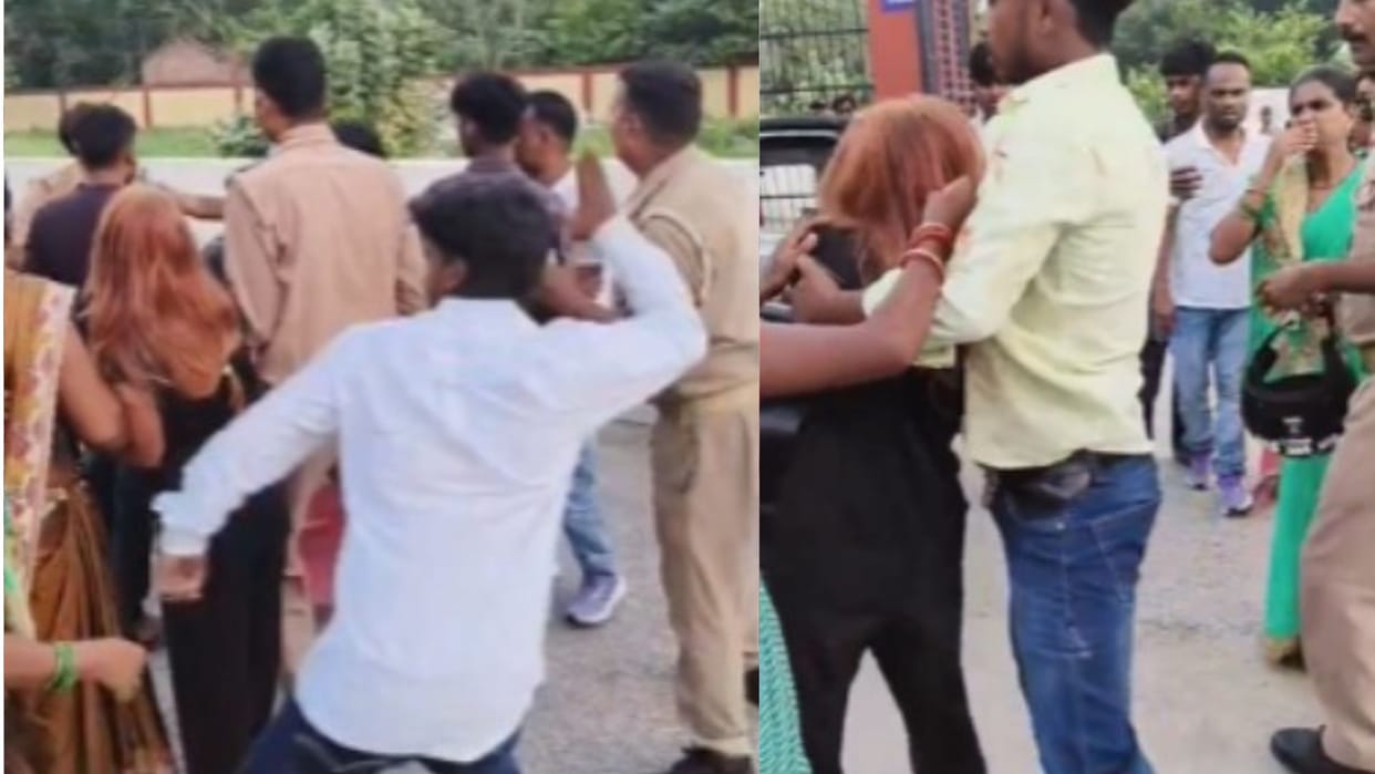 Attackers surrounded and beat a young woman in front of the police; video reveals the brutality.