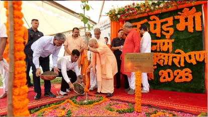 CM Yogi planted a sacred Triveni sapling on Gorakhpur Link Expressway and a Maulshree sapling in Mohaddipur