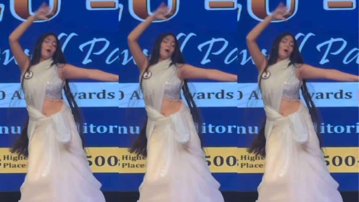 viral university college farewell party girl haryanvi fortuner song dance in white saree viral video trending