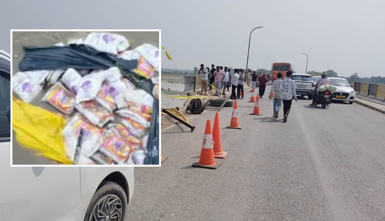 Kannauj Accident truck crashes through railing and plunges into the Ganges two critically injured one missing