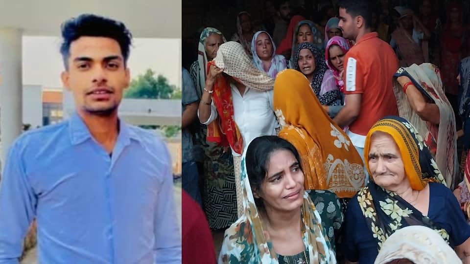 कार्तिक की फाइल फोटो और विलाप करते परिजन।