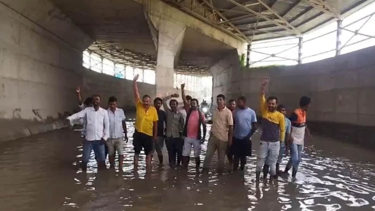 Bihar news villager frustrated by waterlogging in railway underpass staged protest and blocked road